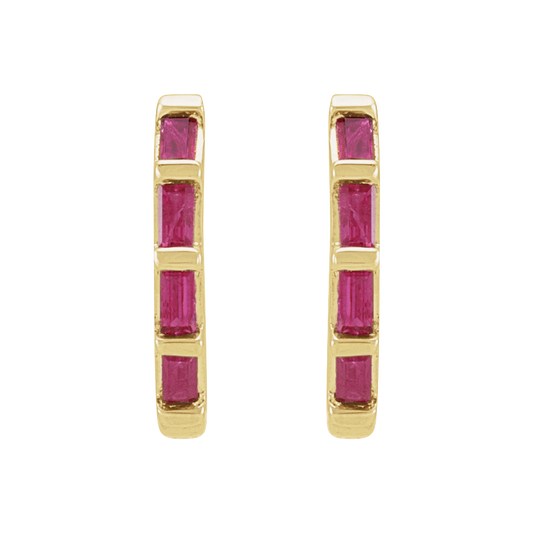 Jasmine Natural Ruby Huggie Hoops