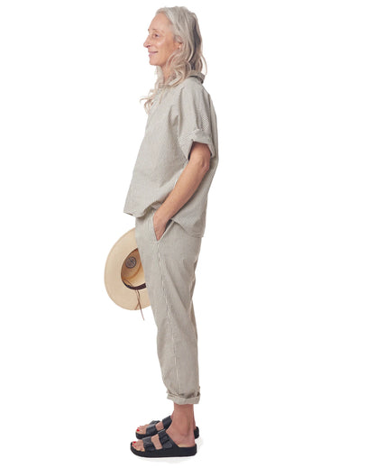Strausii Pant - Natural Pencil Stripe By LWN
