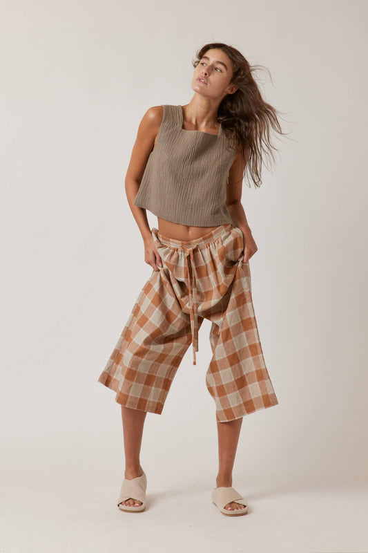 Front tie linen pants: 100% Linen