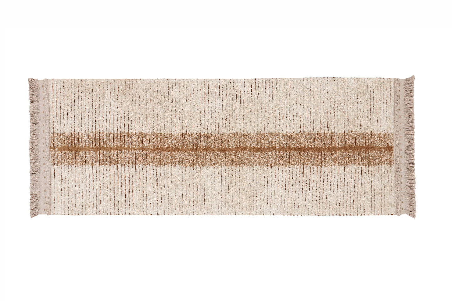 Reversible washable rug Duetto Toffee R: 2' 7" x 7' 6" / 97 % cotton           3 % other fibre
Base: recycled textile fibers