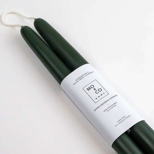 10" & 14" - 100% Beeswax Dipped Candles | Forest Green: